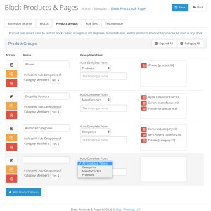 Block Products & Pages